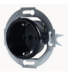 Retro stopcontact 230 V Schuko zwart zonder raam