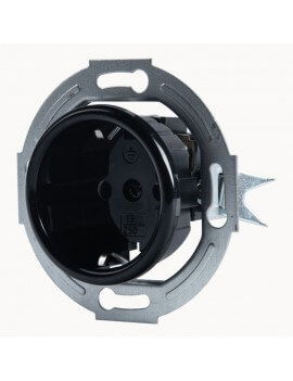 Retro stopcontact 230 V Schuko zwart zonder raam